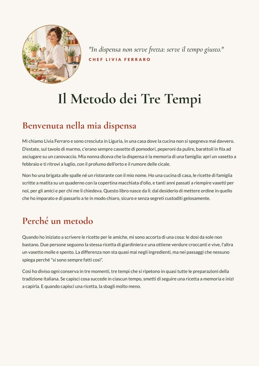 La pagina della Chef Livia
