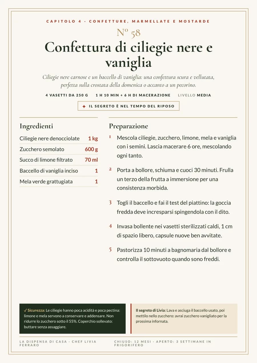 Confettura di ciliegie nere e vaniglia